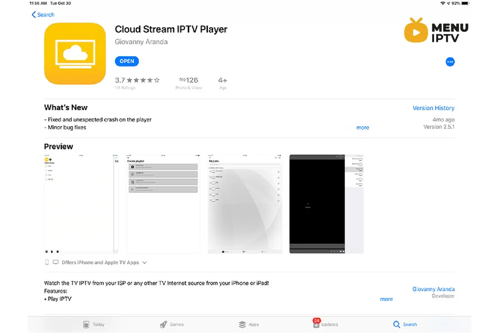 How to setup IPTV on iOS via Cloud Stream IPTV 82