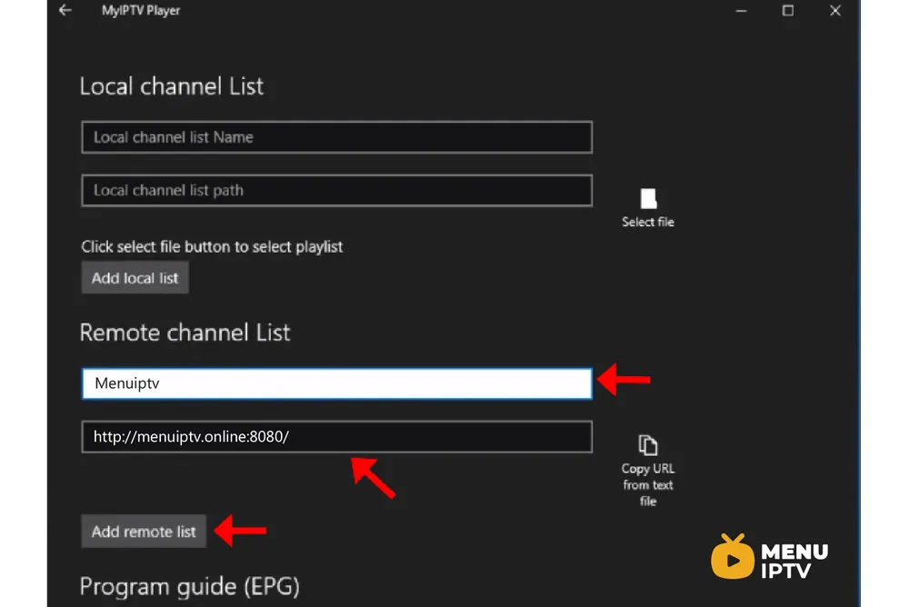 How to setup IPTV on Microsoft devices via MyIPTV Player